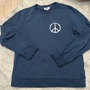 A.P.C. Navy Crewneck Sweater with Peace Symbol